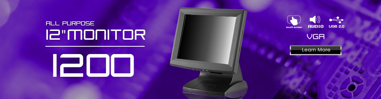 12 inch monitor, 12 inch touchscreen, small monitor, small touchscreen https://www.xenarc.com ruggedized solutions manufacturer for all industries  HDMI, VGA, DVI Video Inputs