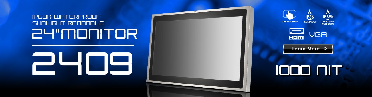 24 inch monitor, 24 inch touchscreen, https://www.xenarc.com ruggedized solutions manufacturer for all industries  HDMI, VGA & DVI Video Inputs