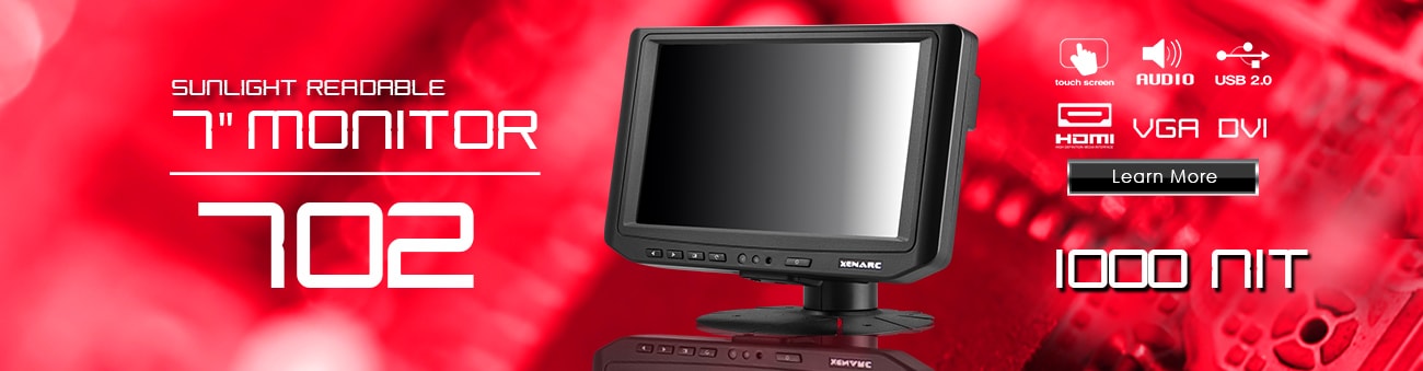 7 inch monitor, 7 inch touchscreen, small monitor, small touchscreen https://www.xenarc.com ruggedized solutions manufacturer for all industries  HDMI, VGA, DVI Video Inputs
