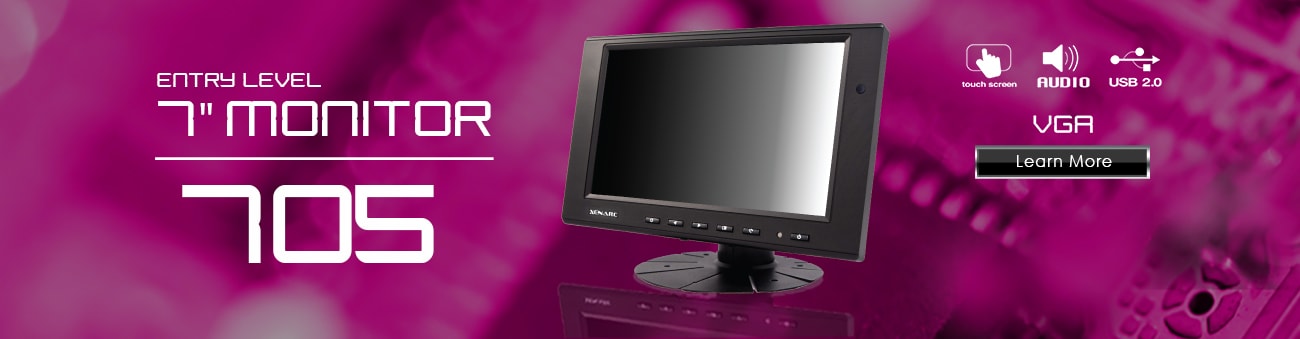 7 inch monitor, 7 inch touchscreen, small monitor, small touchscreen https://www.xenarc.com ruggedized solutions manufacturer for all industries  HDMI, VGA, DVI Video Inputs