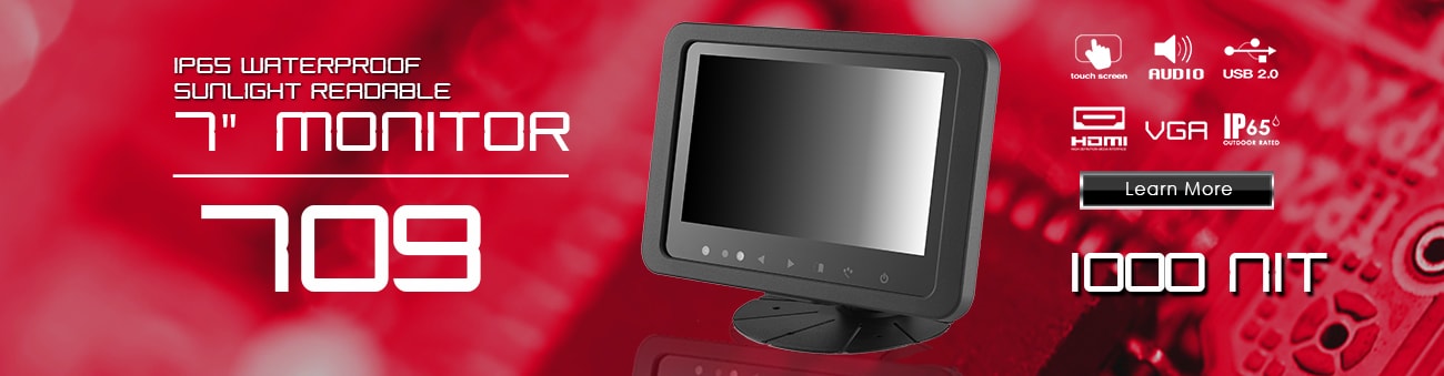 7 inch monitor, 7 inch touchscreen, small monitor, small touchscreen https://www.xenarc.com ruggedized solutions manufacturer for all industries  HDMI, VGA, DVI Video Inputs
