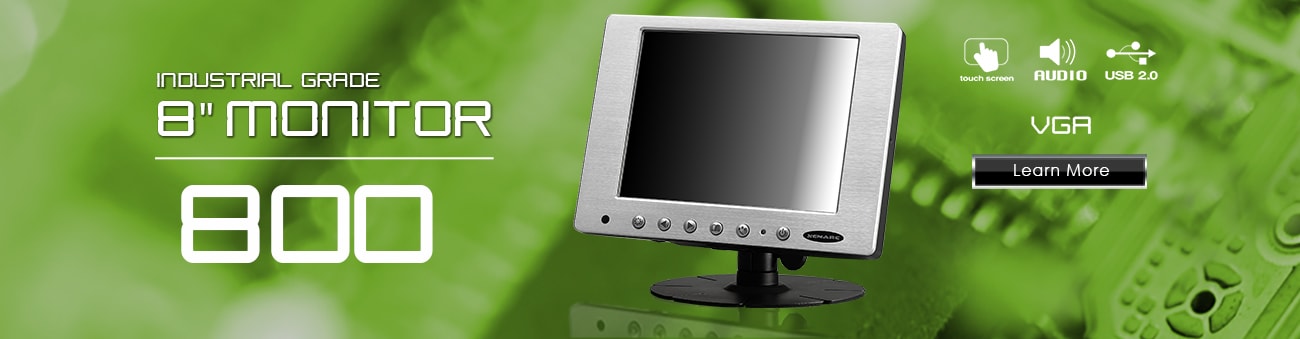 8 inch monitor, 8 inch touchscreen, small monitor, small touchscreen https://www.xenarc.com ruggedized solutions manufacturer for all industries  HDMI, VGA, DVI Video Inputs