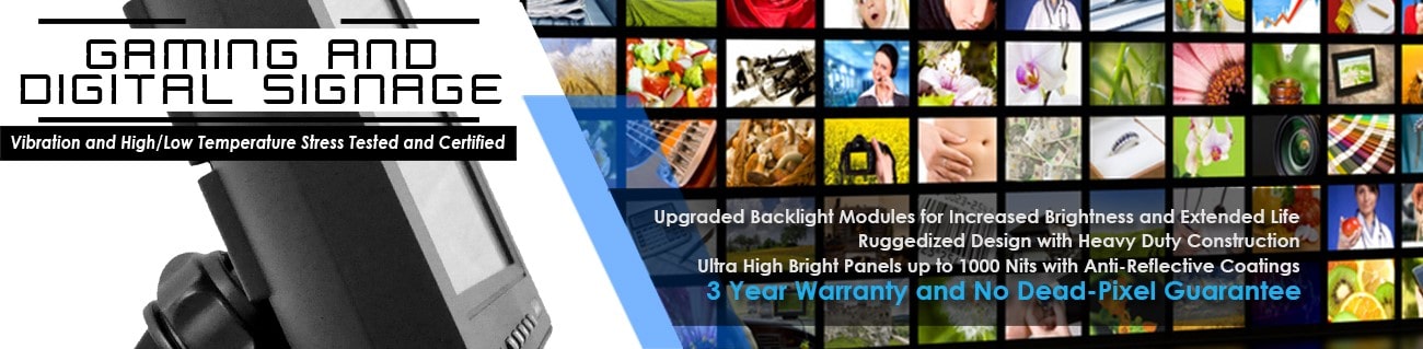 Gaming and Digital Signage and touchscreen 7 inch, 8 inch, 9 inch, 10 inch, 12 inch, 15 inch, 18 inch, 24 inch rugged solution manufacturer https://www.xenarc.com