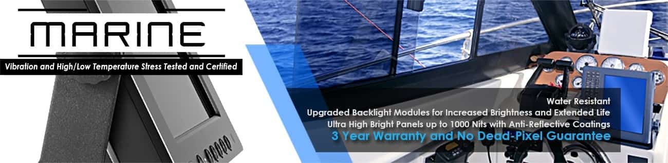 Ruggedized IP54 IP65 IP66 IP67 IP68 IP69k Waterproof Splashproof spraydown proof fog proof Marine Grade monitors and touchscreens are built tough. Sealed, IP54, IP65 IP67, IP68, IP69K