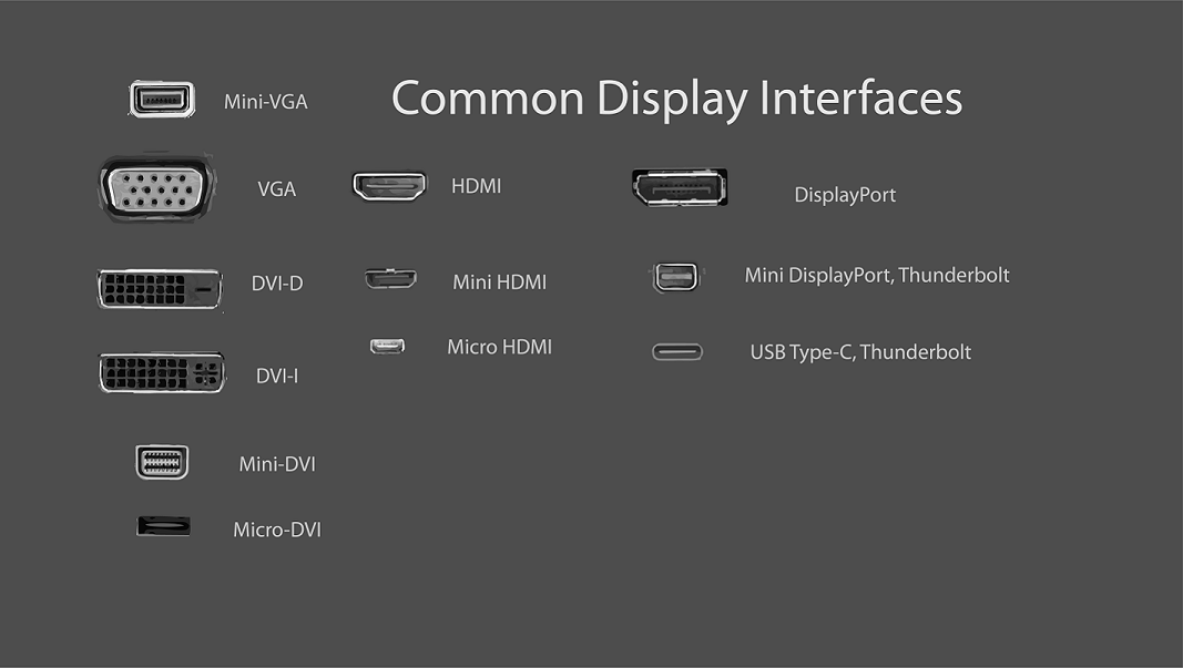 Faktisk Frustration ornament Types of Monitor Ports - HDMI, VGA, DVI, USB Type-C, AV, NDI, SDI