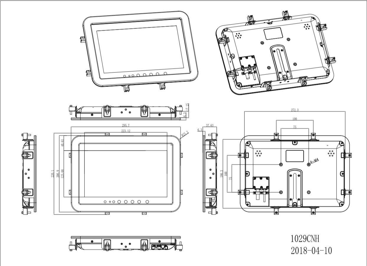 10.1" IP65 Sunlight Readable Capacitive Touchscreen LCD Industrial Display Monitor w/ HDMI, DVI, VGA & AV Inputs - https://www.xenarc.com/1029GNH.html