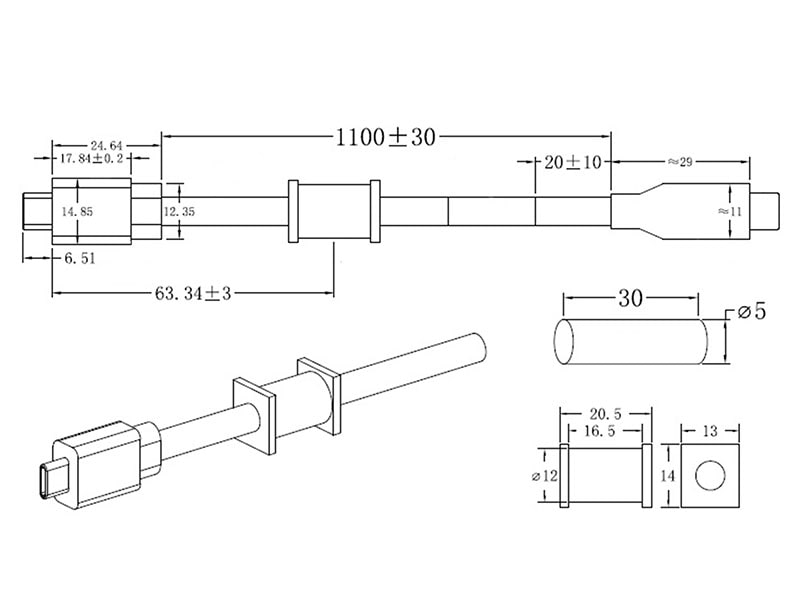 IP USBC Cable for 892GFC, 1219GNC, and 1569GNC Monitors - 1 METER